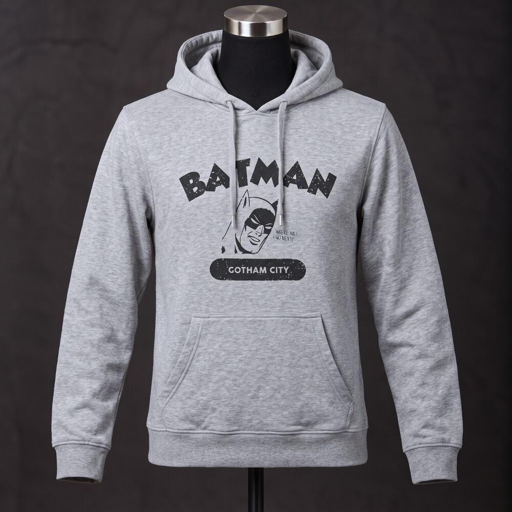 Batman Gotham City Graphic Hoodie Gray DC Comics Pullover CACO Men's Large